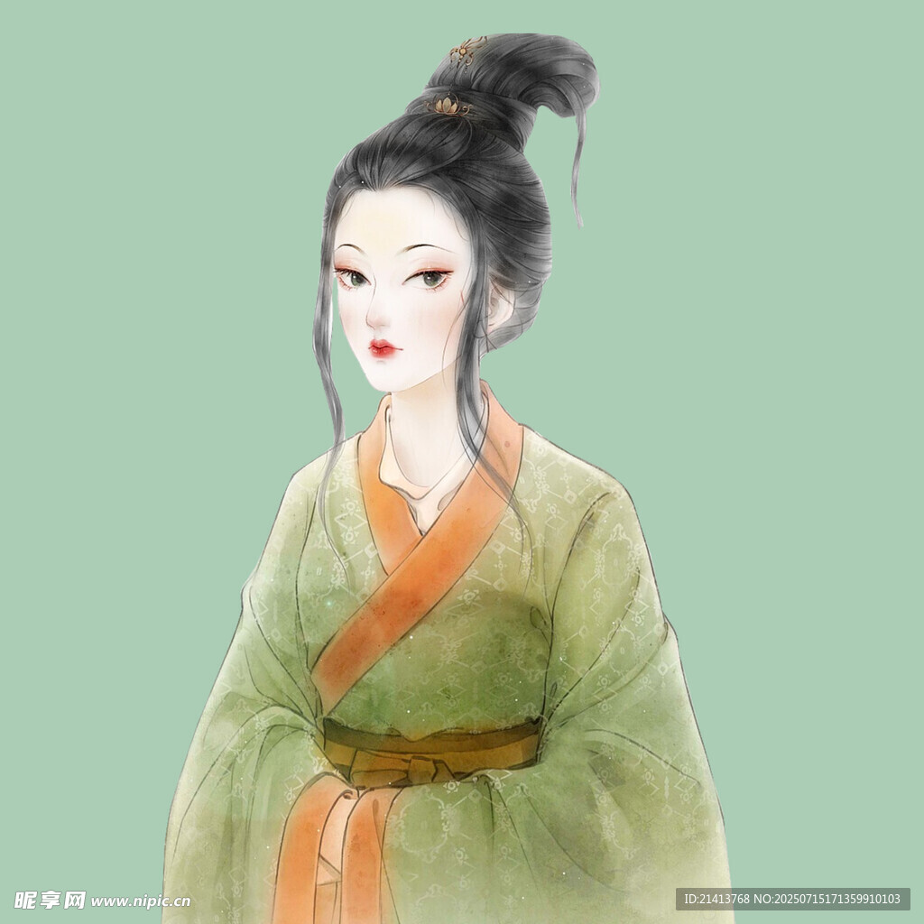 古风汉服女子优雅侧立