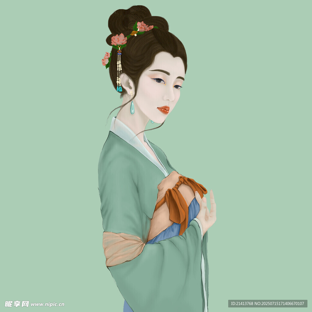 古风女子手持书卷