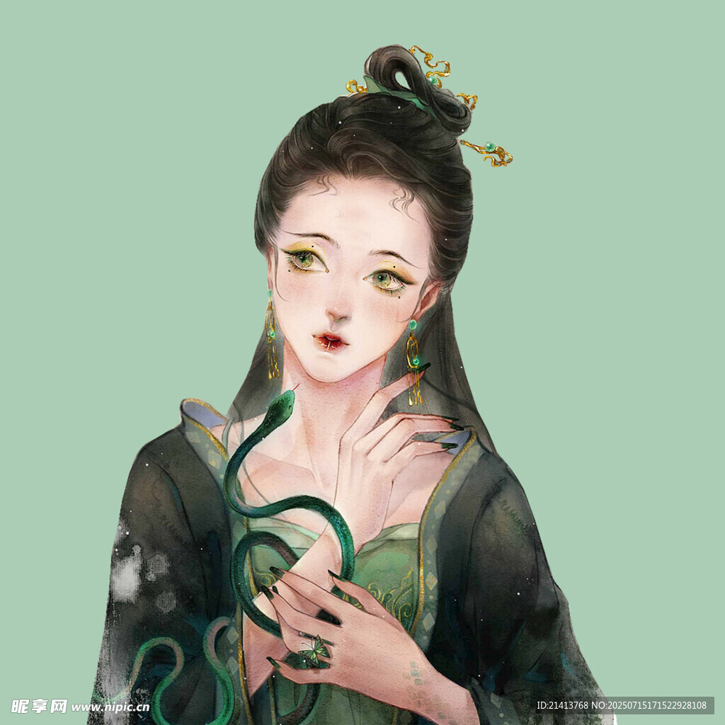 古风女子手持神秘器物
