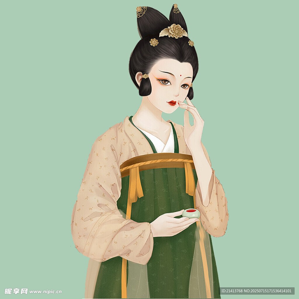 唐代仕女手持书卷优雅模样