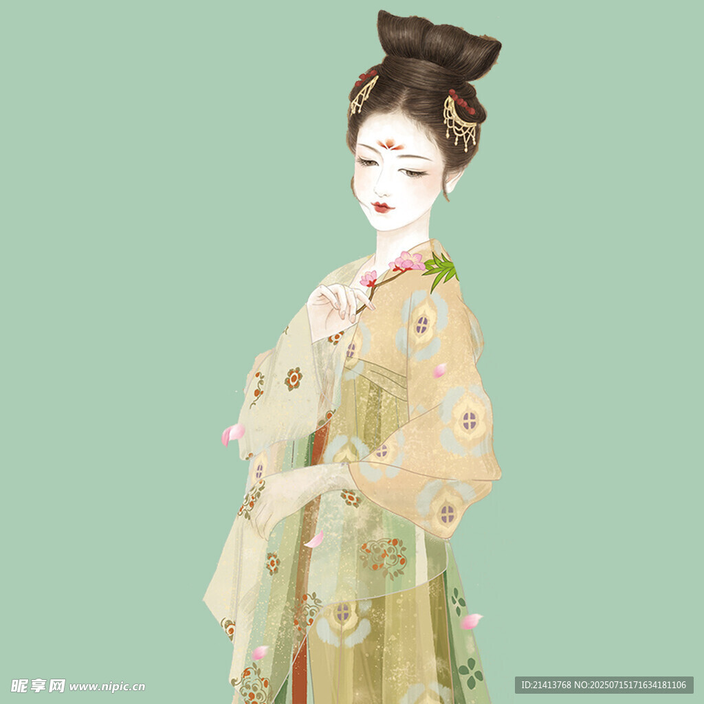 古风汉服女子优雅持扇