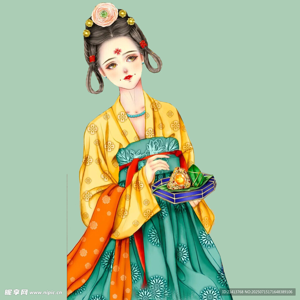 唐朝仕女持果图