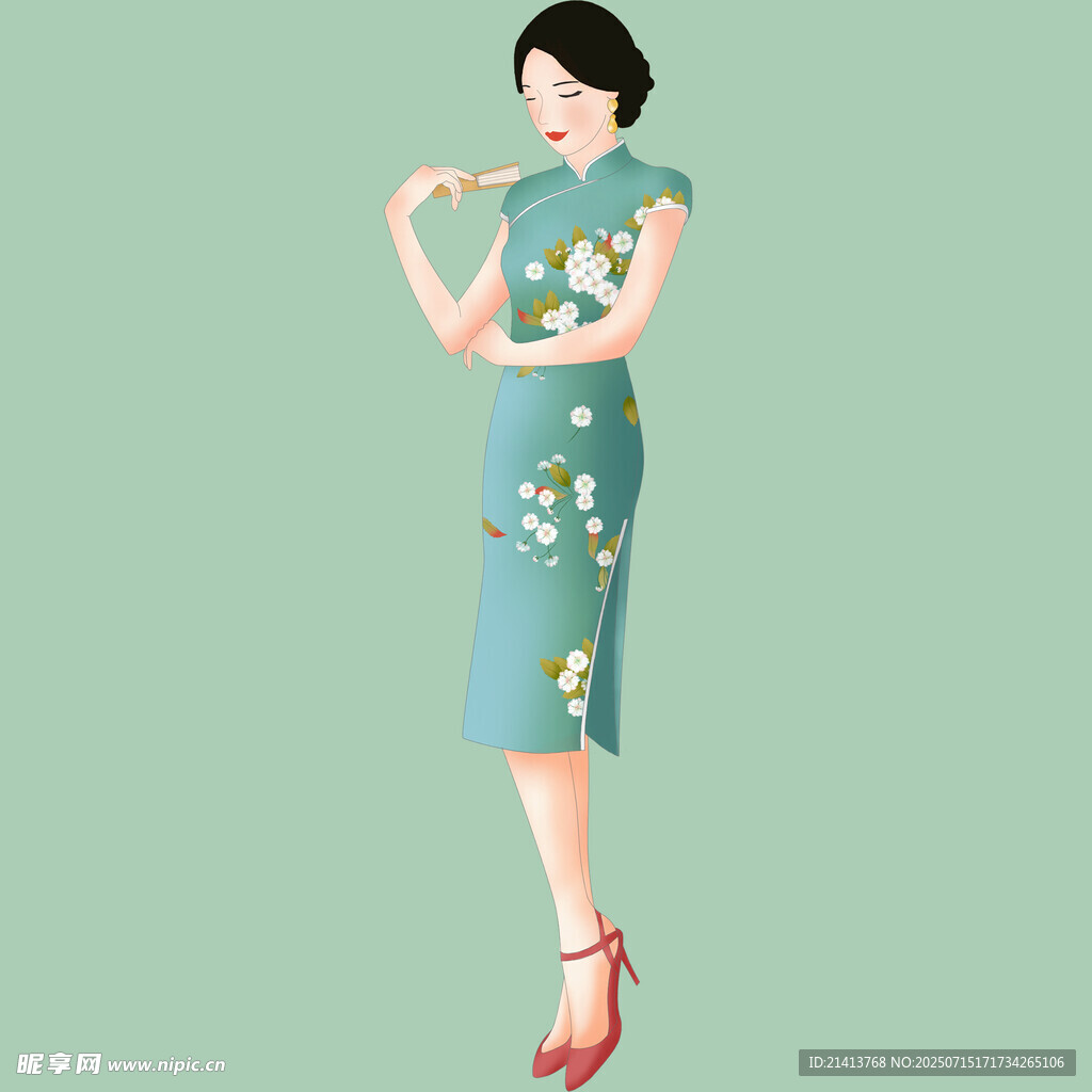身着旗袍的优雅女子