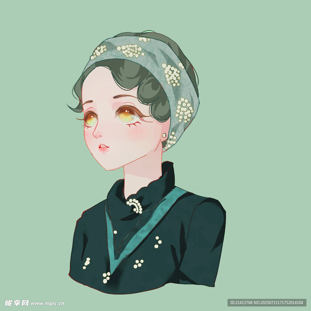 复古装扮的优雅女性
