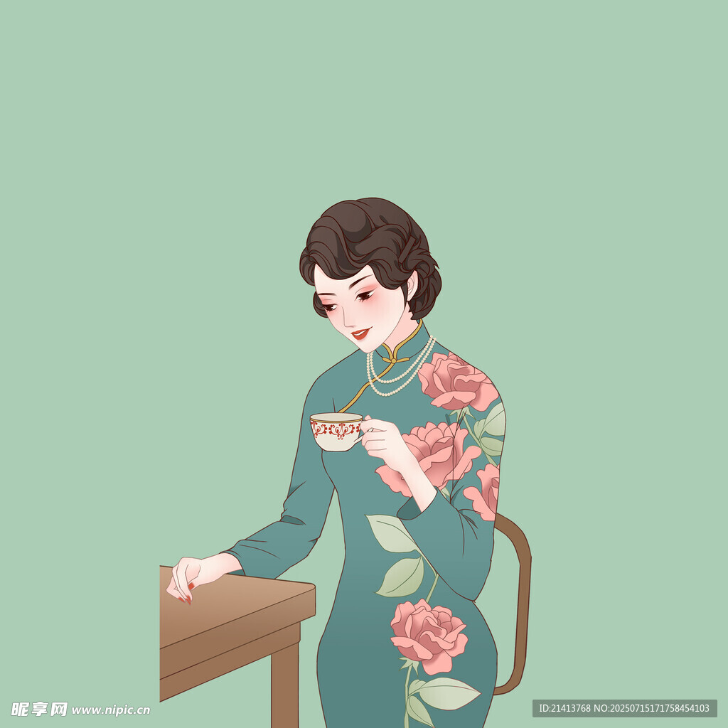 身着旗袍的温婉女子