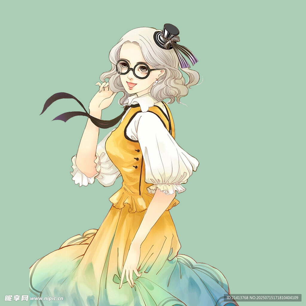 复古风少女优雅姿态
