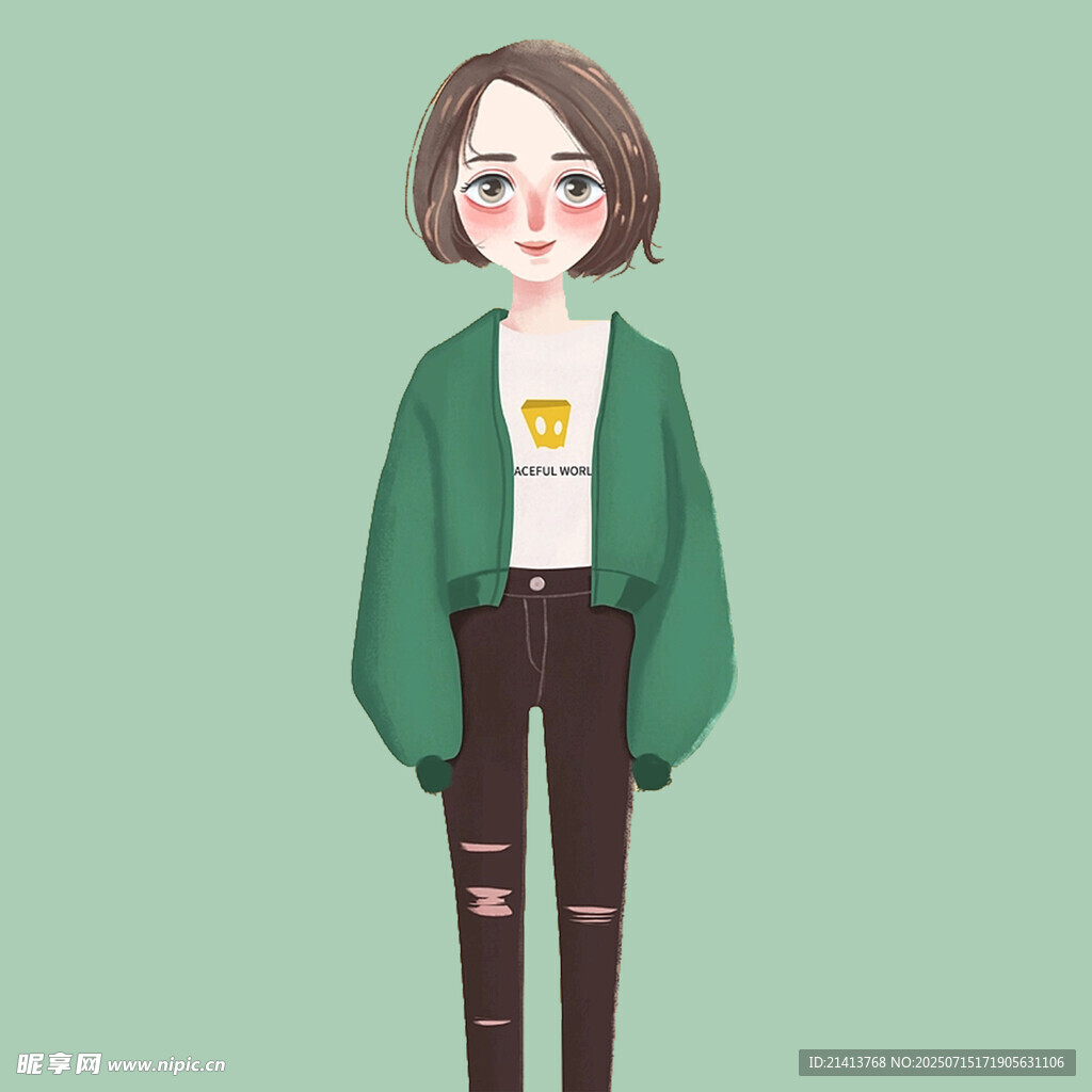 时尚休闲风女孩插画