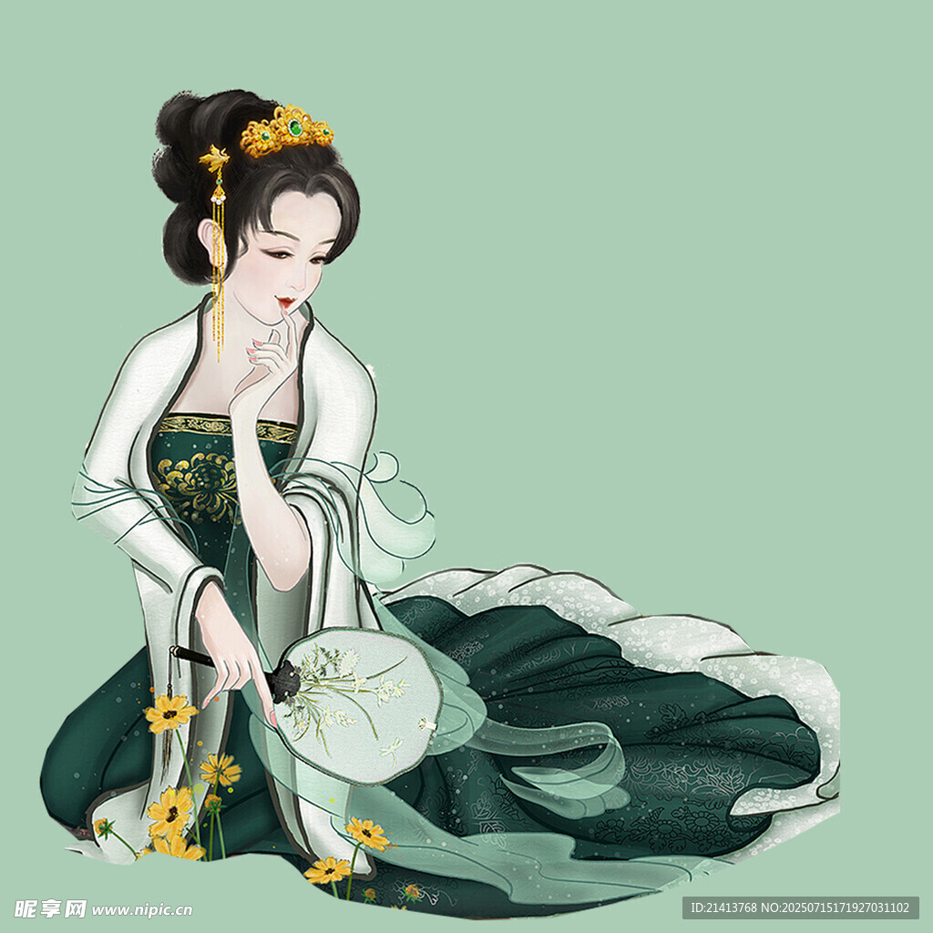 古风优雅持扇古典美人