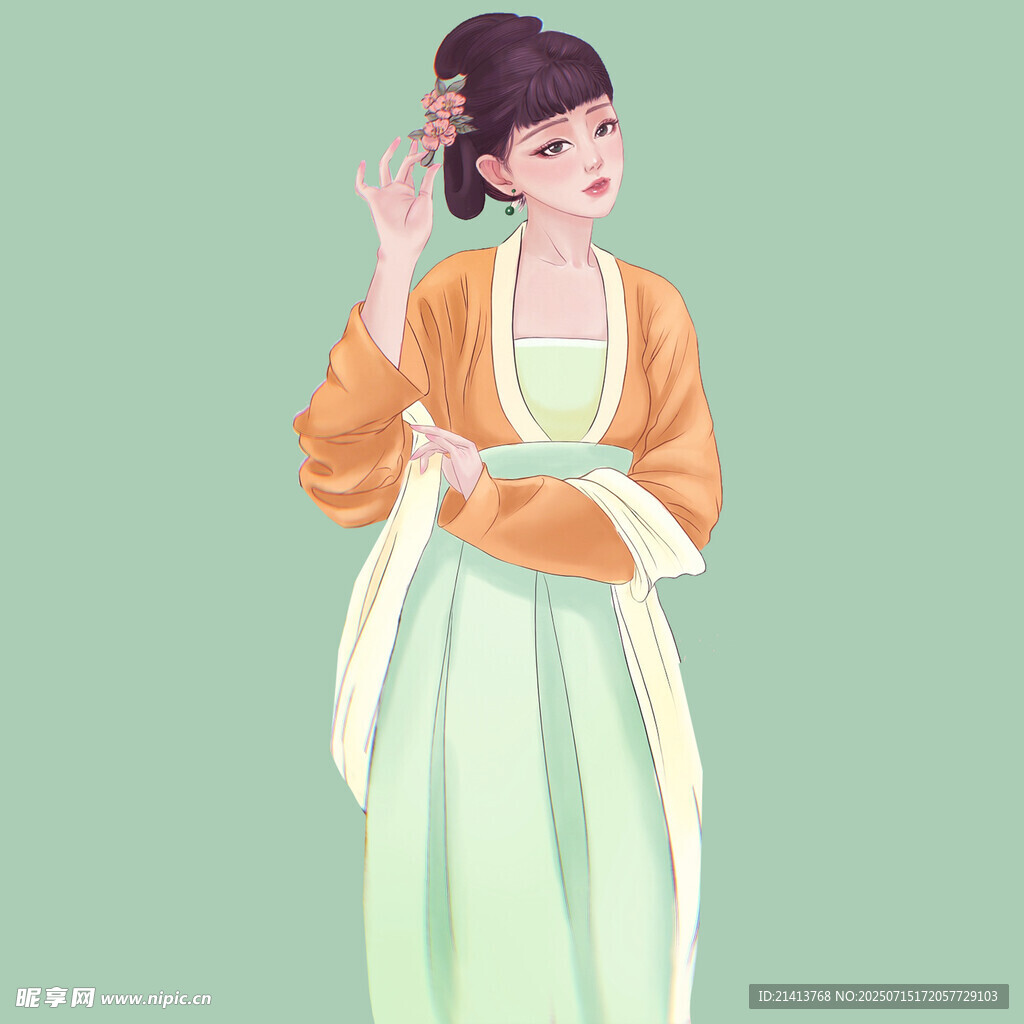 古风女子优雅挥手