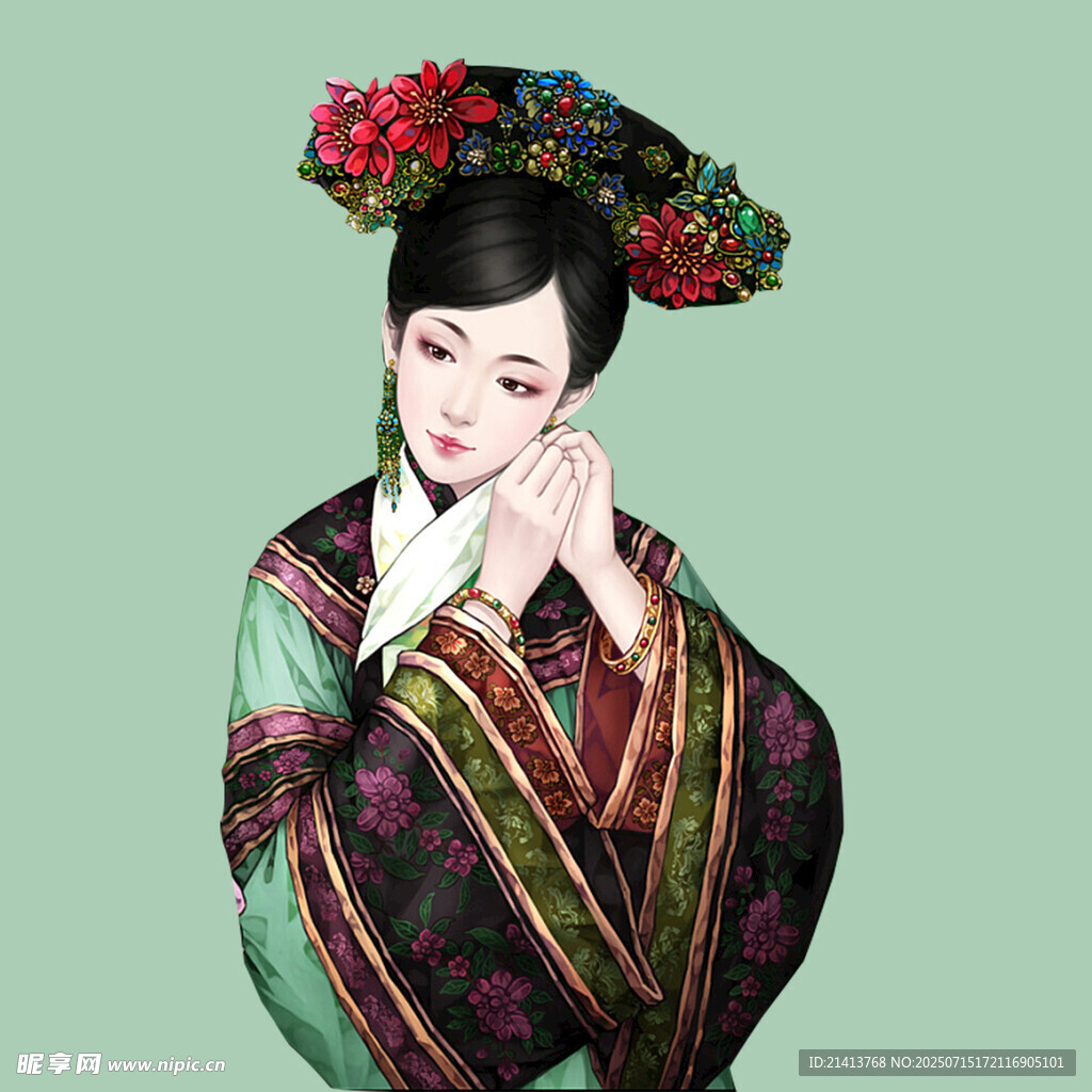 古典汉服女子优雅姿态