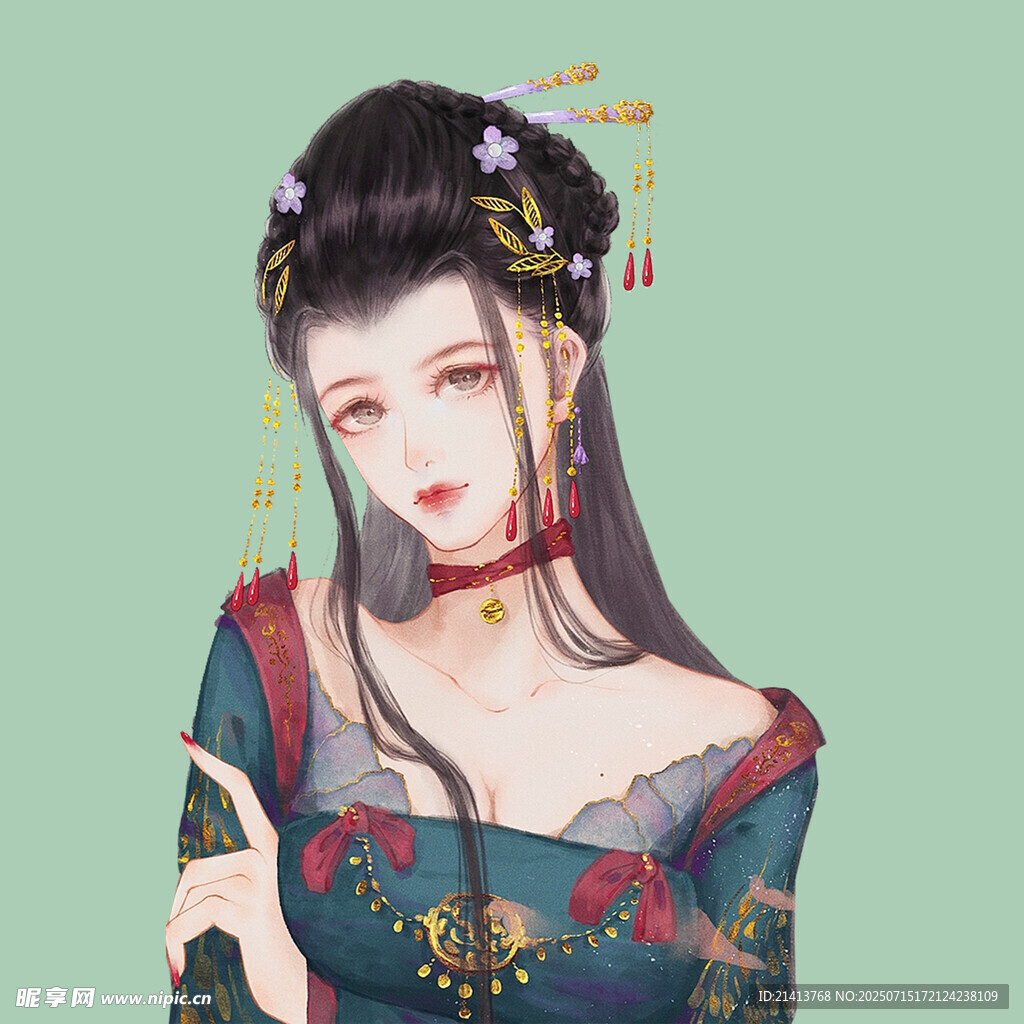 古风汉服女子优雅姿态