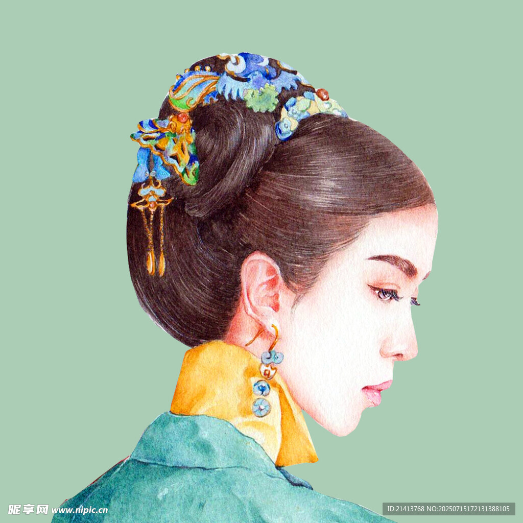 古典发髻女子  尽显东方韵味