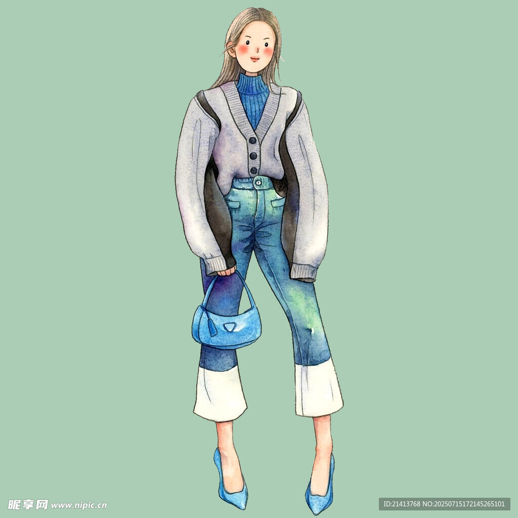 时尚女性穿搭设计效果图