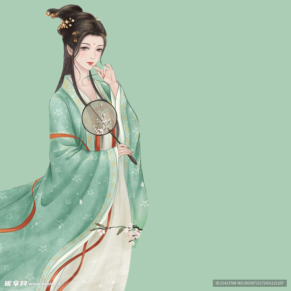 古风持扇优雅古装女子