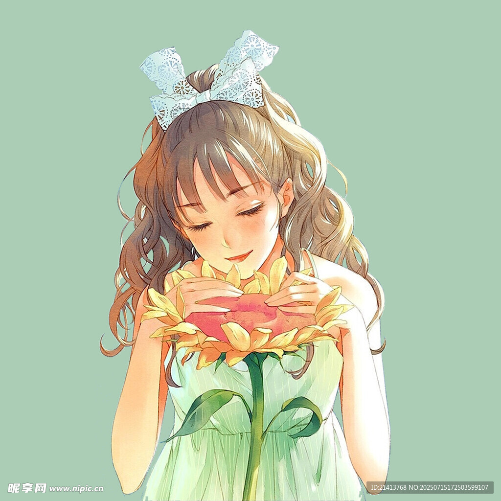 捧花少女的温柔瞬间