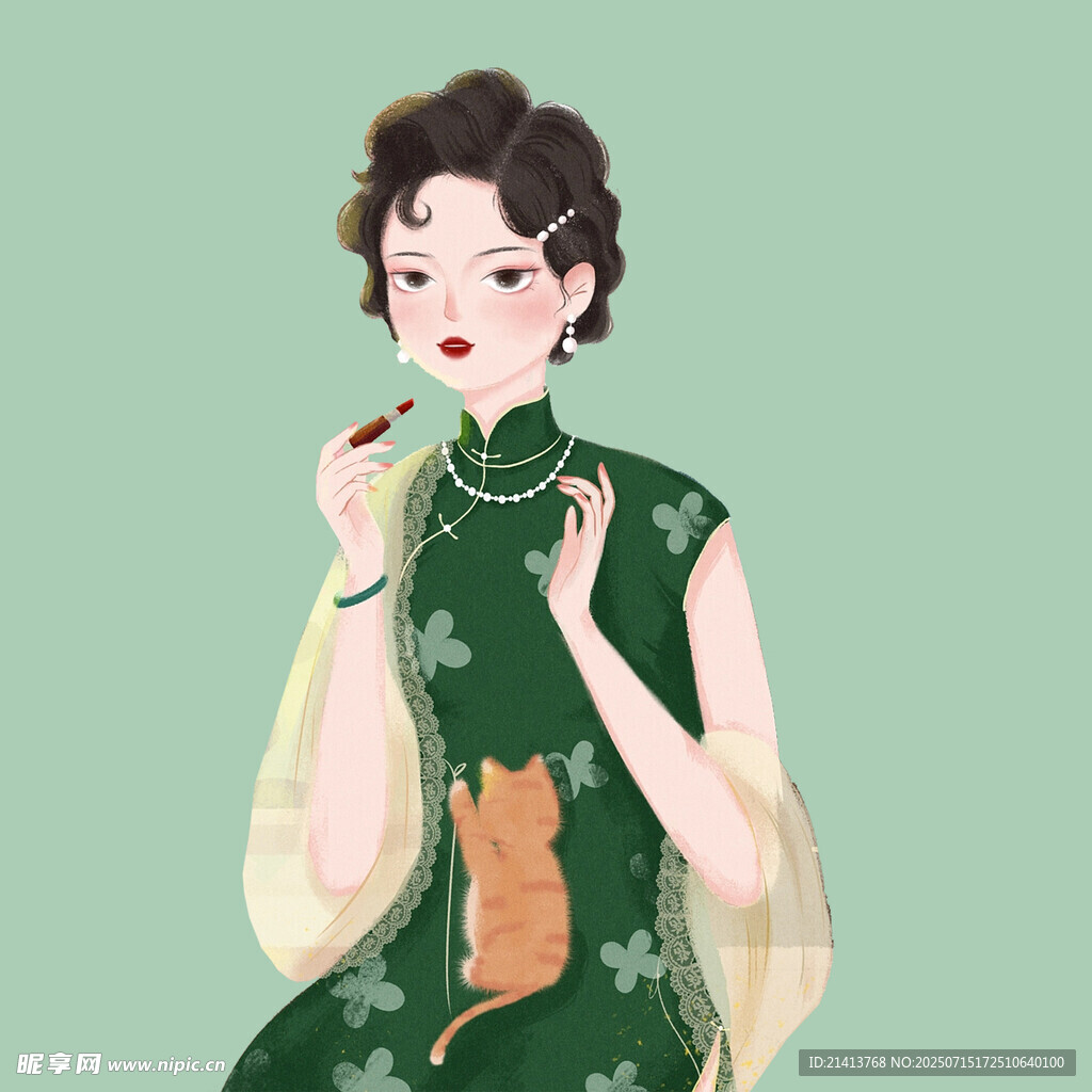 身着旗袍的优雅女子