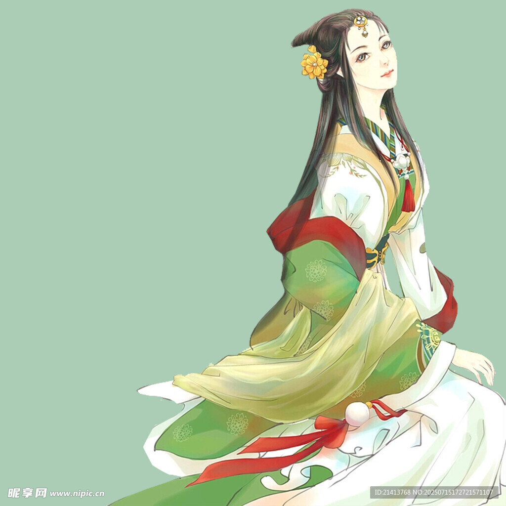 古风女子优雅坐姿图