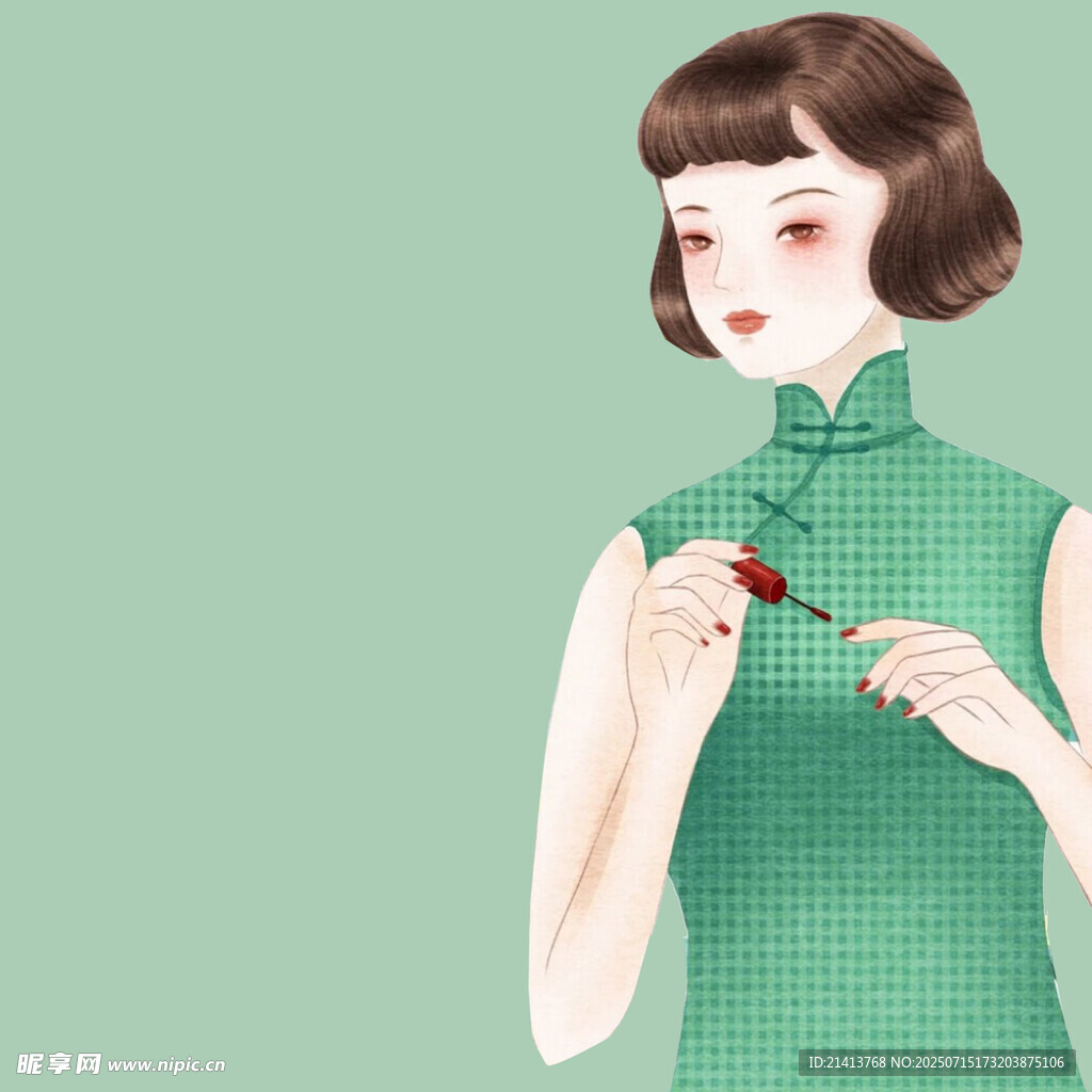 身着旗袍的优雅女子