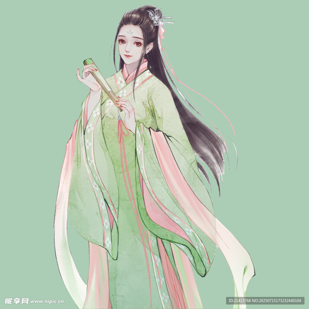 古风佳人持花优雅而立