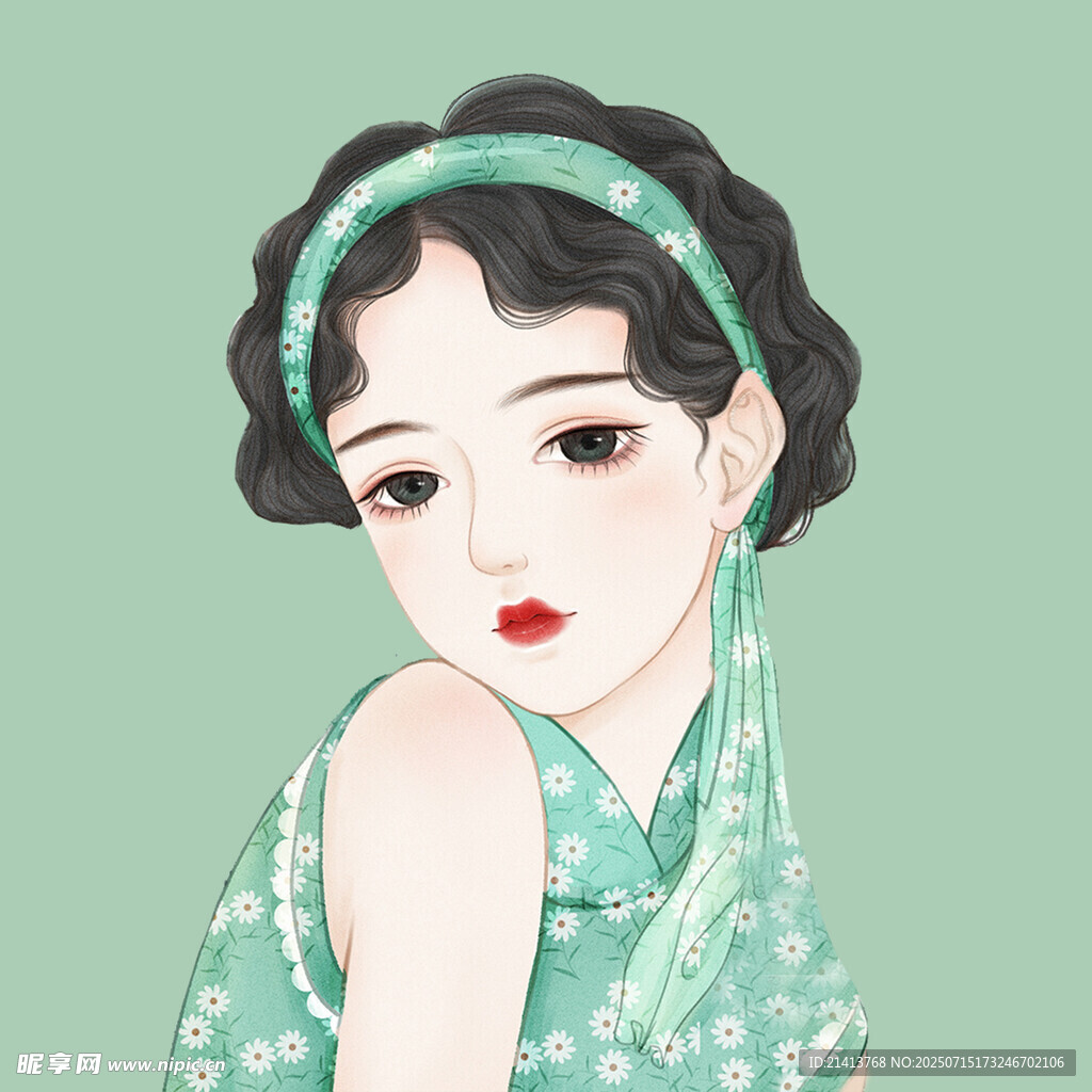复古旗袍少女优雅侧颜
