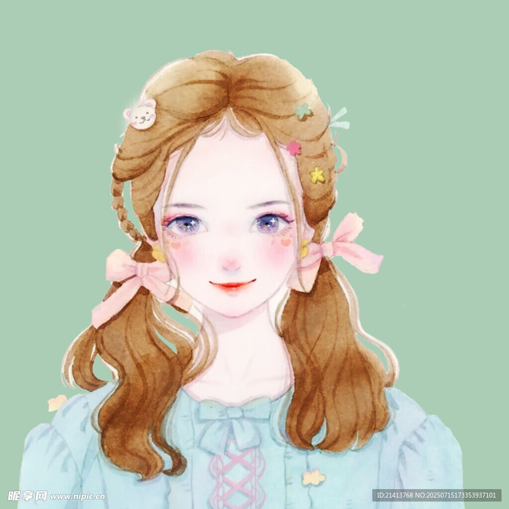 双马尾甜美少女插画