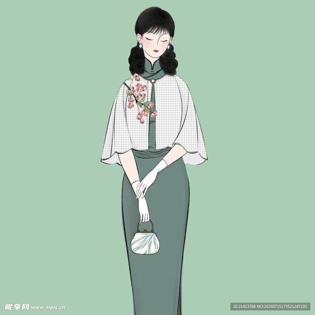 复古旗袍女子优雅造型
