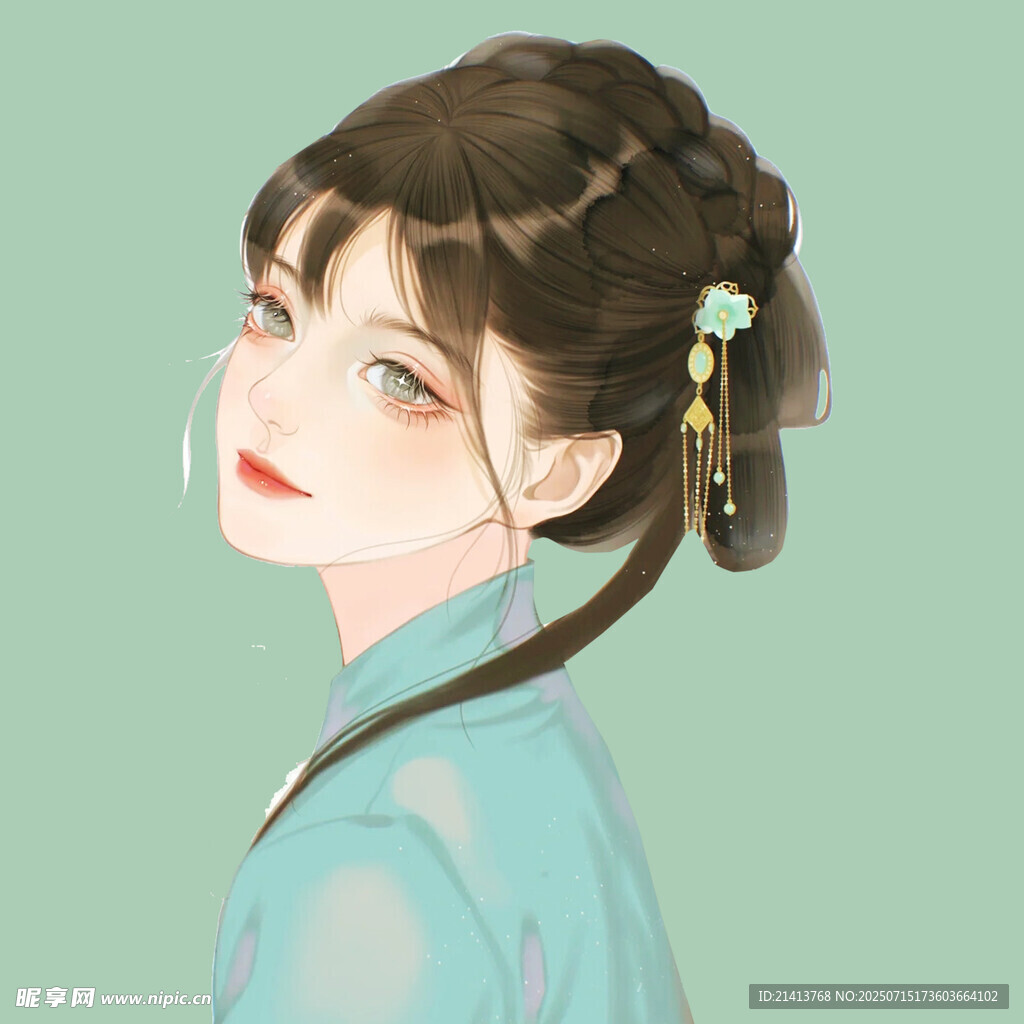 古风少女侧颜  温婉动人