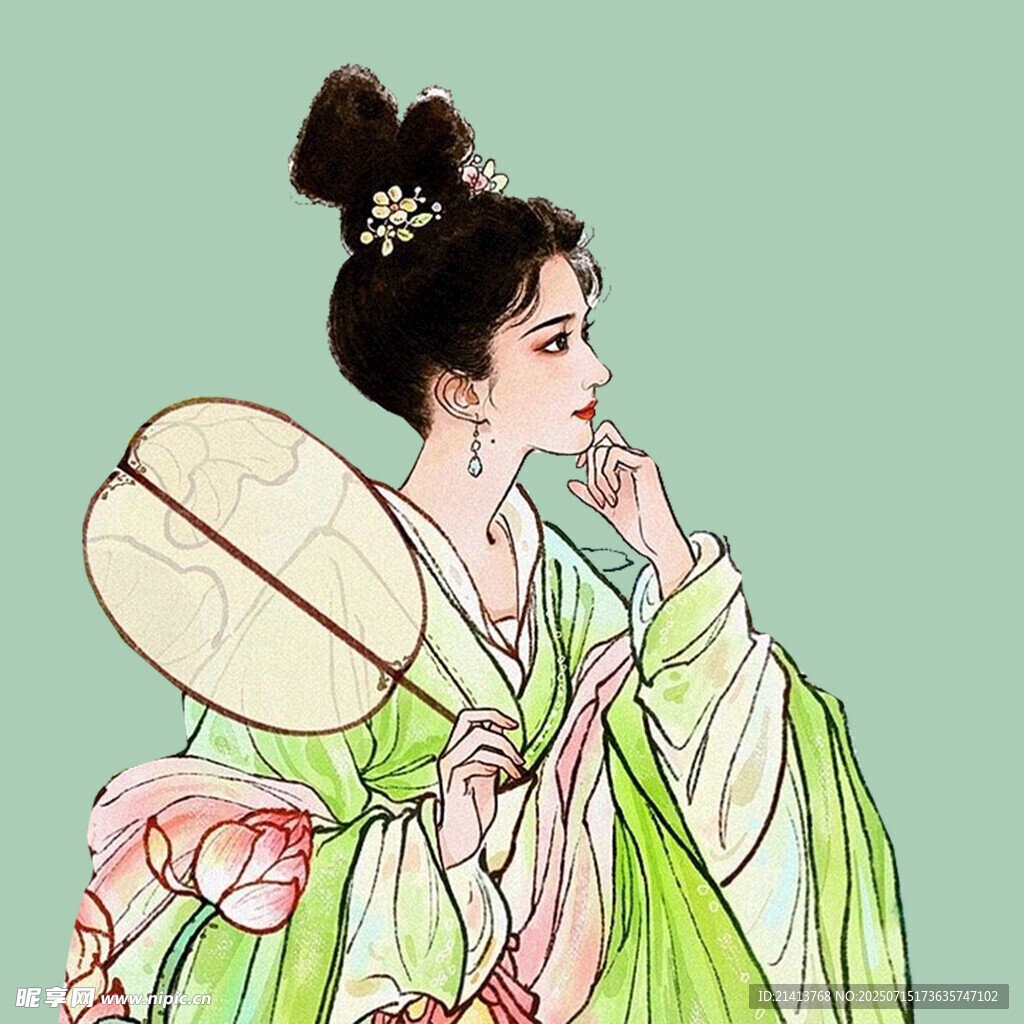 古风持扇优雅女子