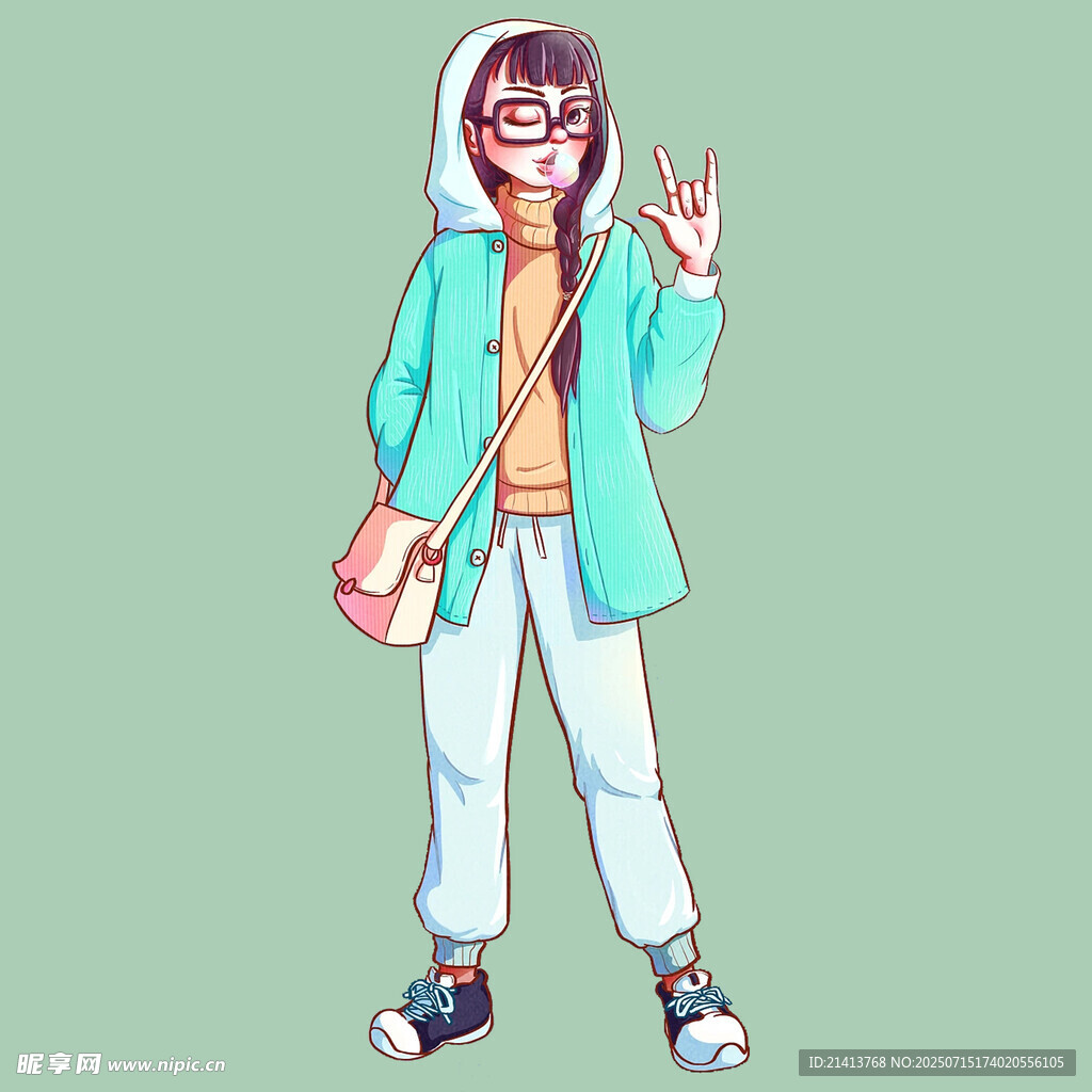 时尚女孩挥手造型