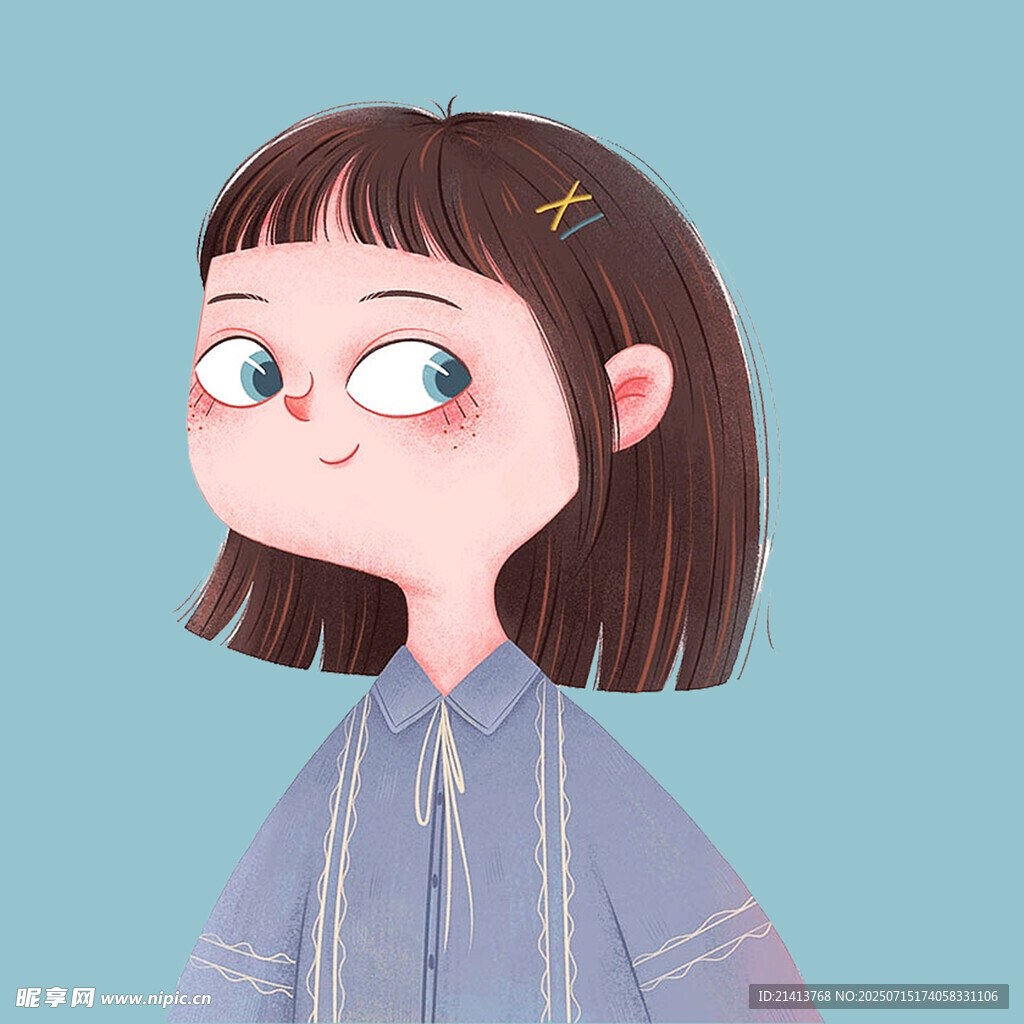 可爱短发女孩的俏皮模样