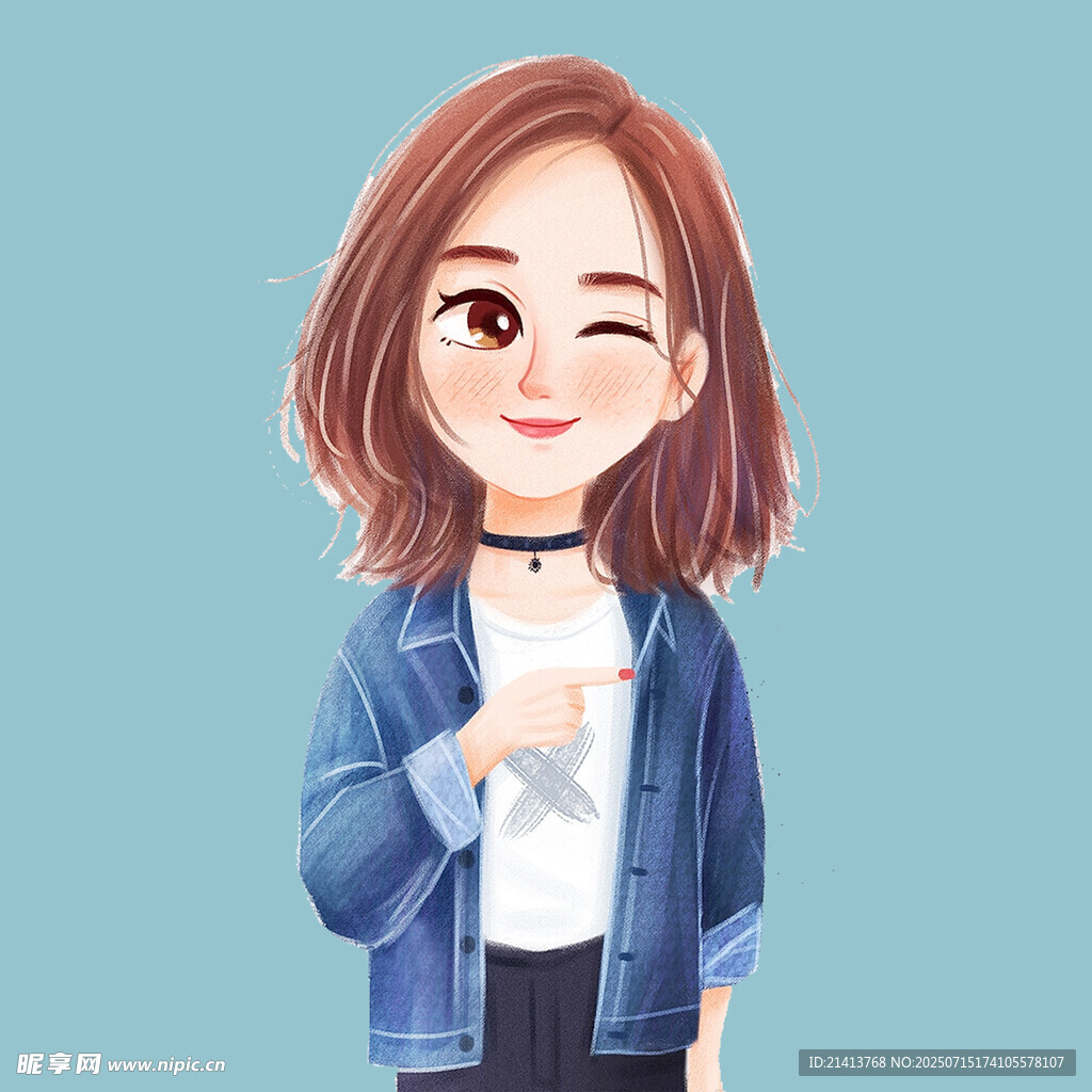 俏皮女孩比耶可爱瞬间