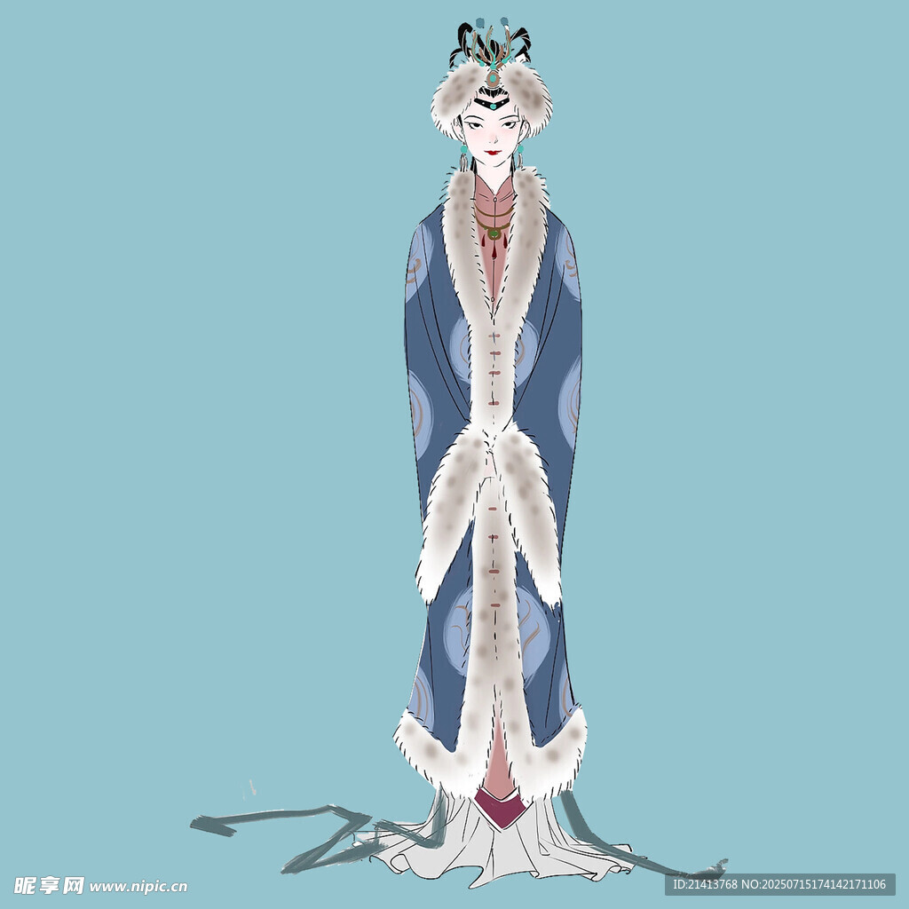 古风长裙女子优雅造型