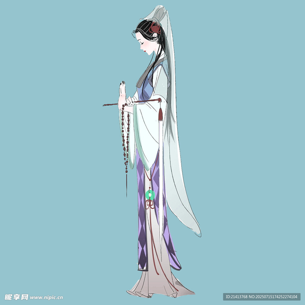古风汉服女子优雅持物造型