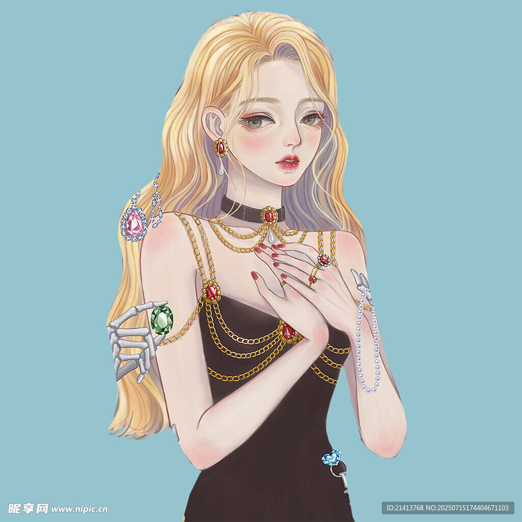 金发时尚少女优雅姿态
