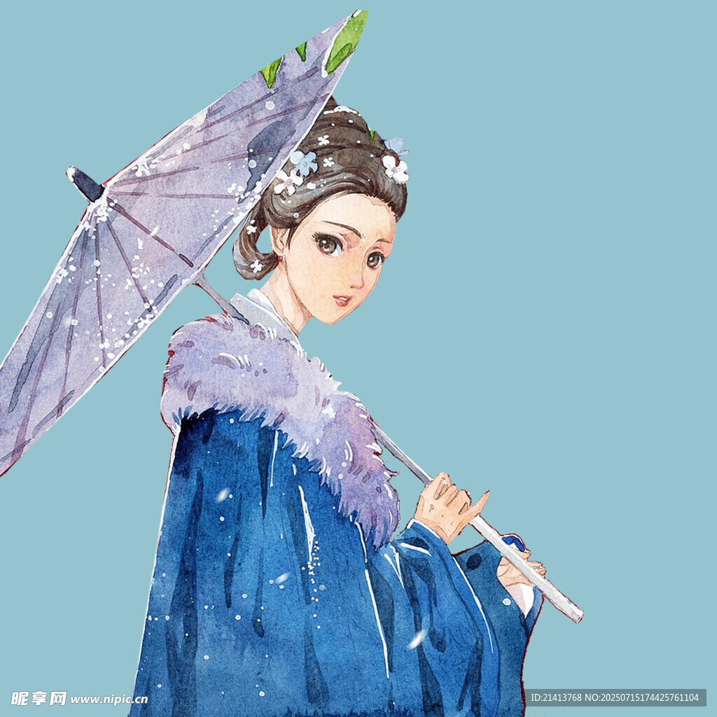 古风女子撑伞优雅造型