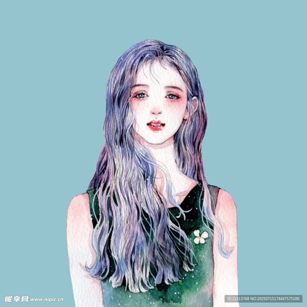 梦幻紫发少女插画