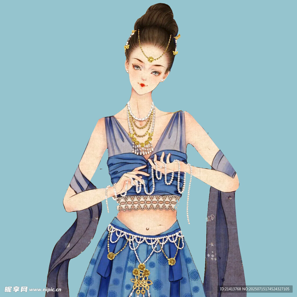 古典服饰女子优雅姿态展示