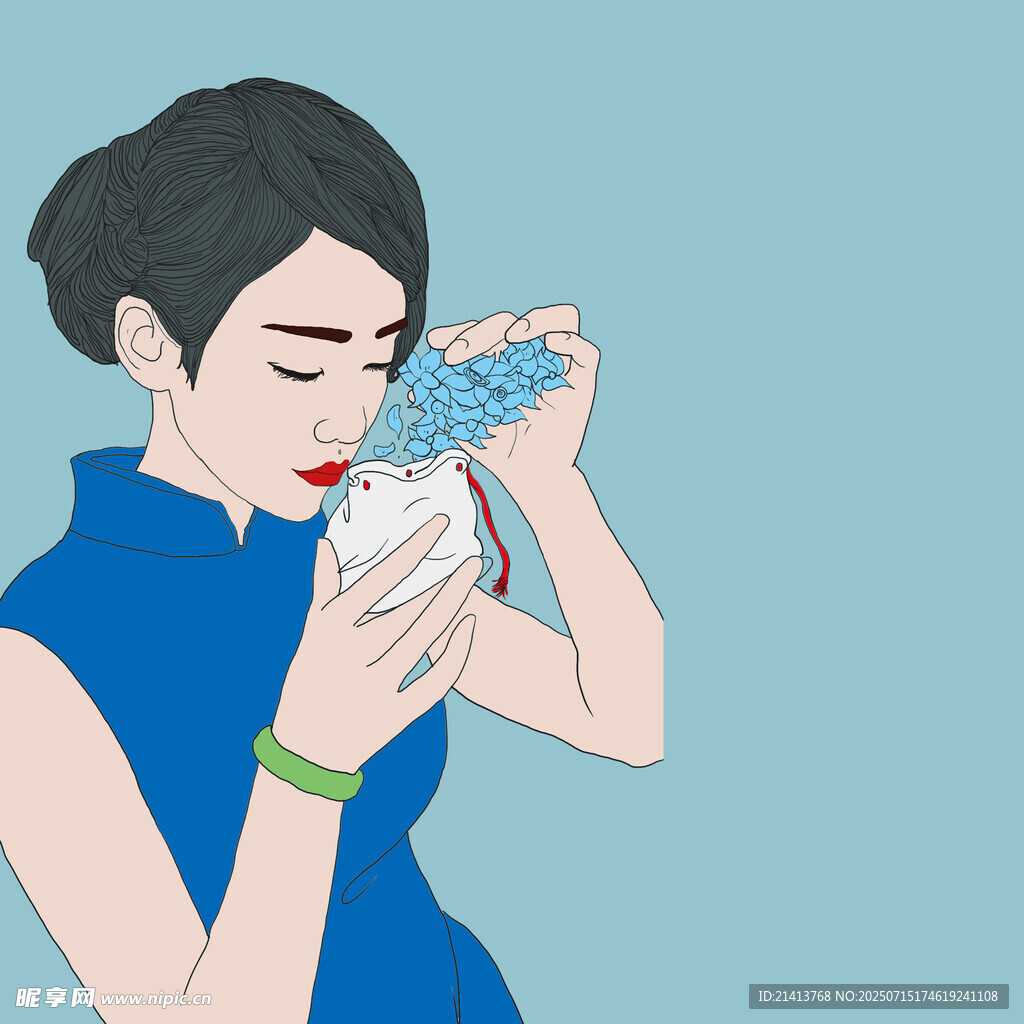 女子手持物品专注查看