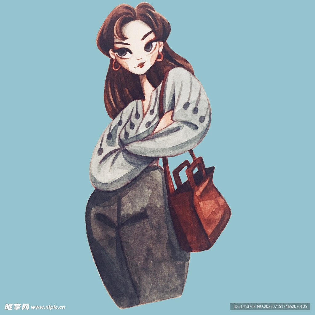 时尚挎包女子优雅姿态