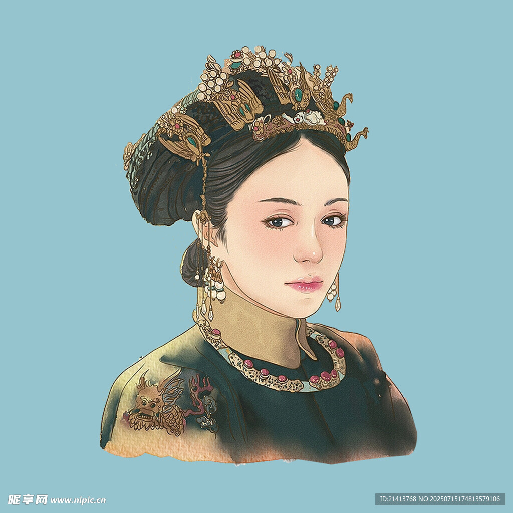 古风华丽装扮的古典女子