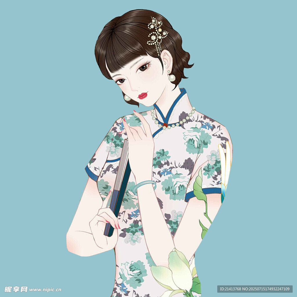 古典旗袍女子优雅姿态