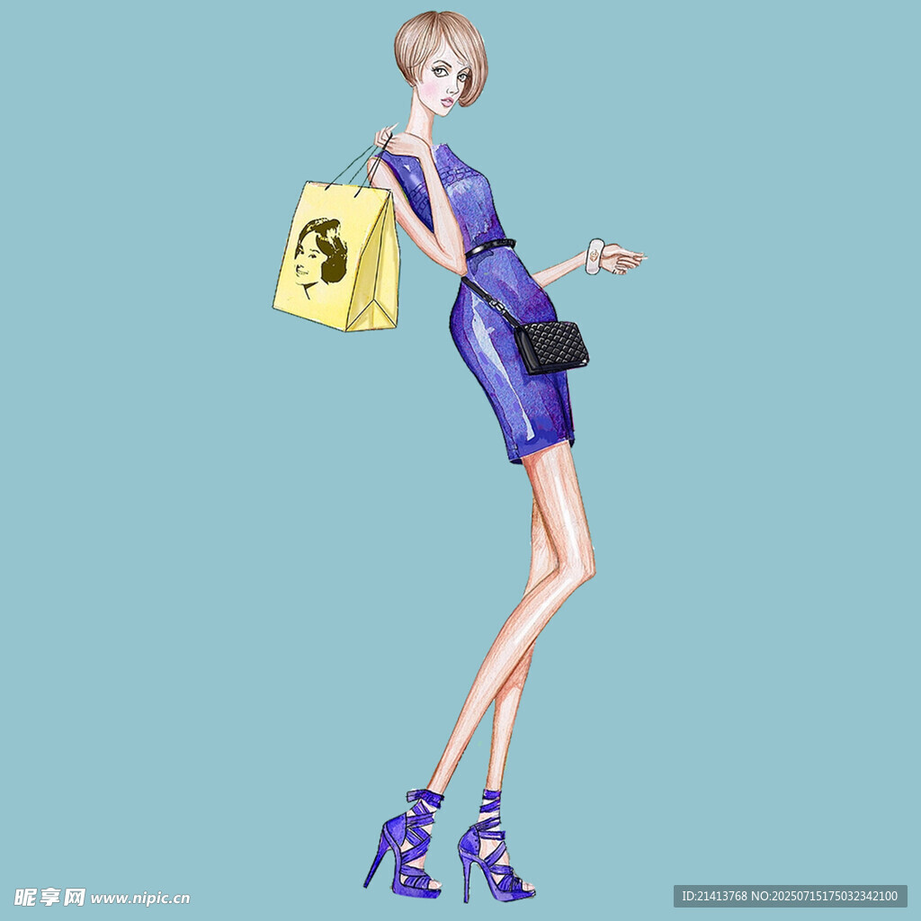 时尚女郎手提购物袋