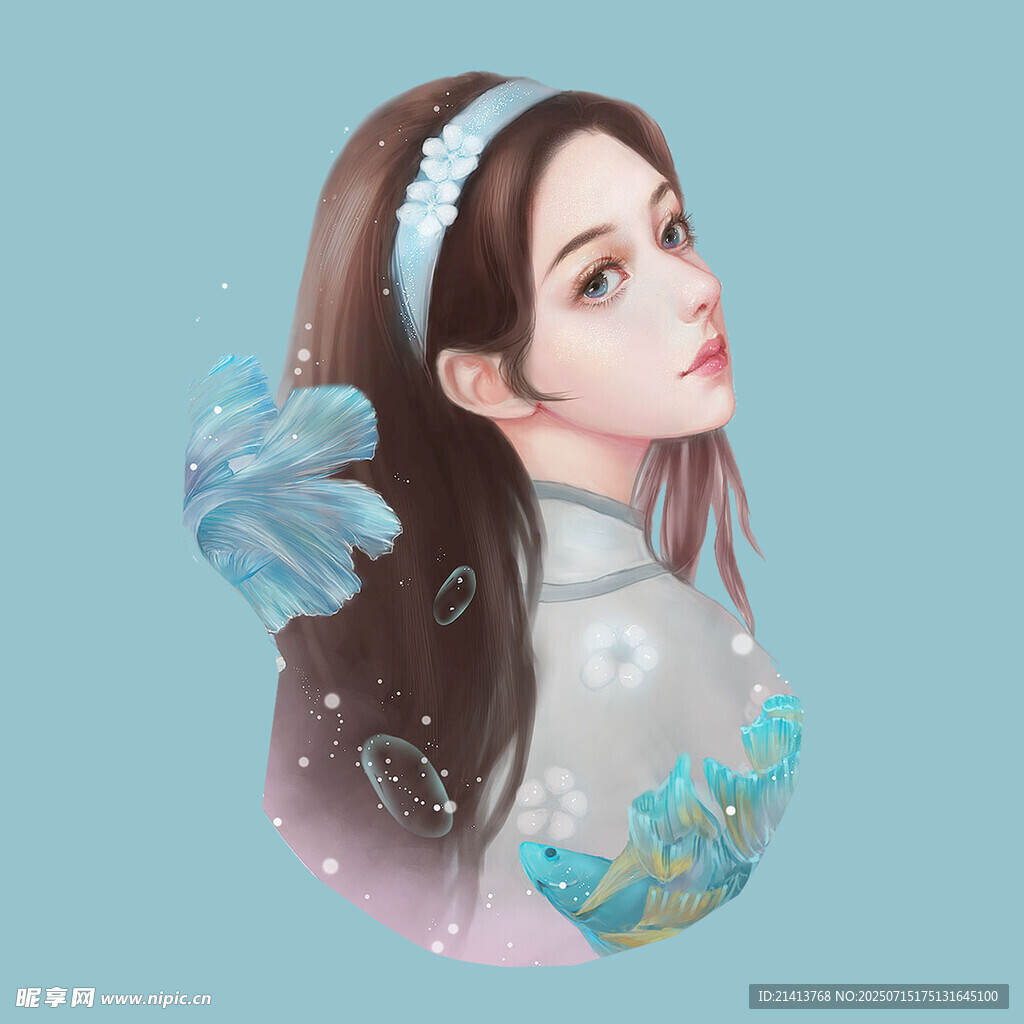 梦幻古风少女插画