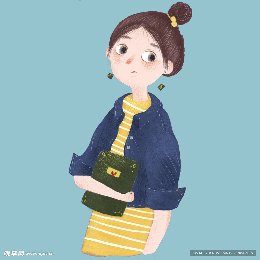 时尚女孩手持绿包