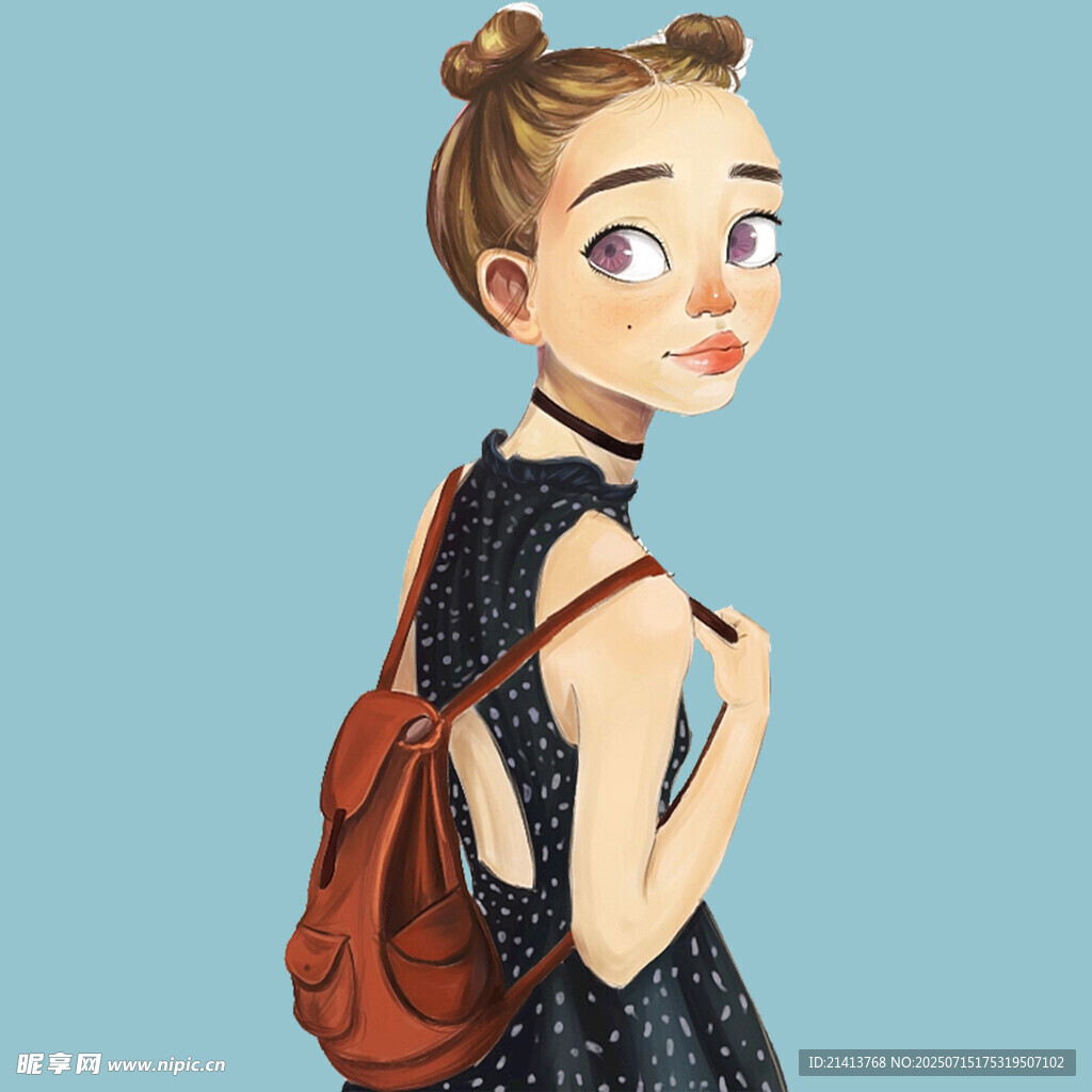 背着红背包的俏皮女孩