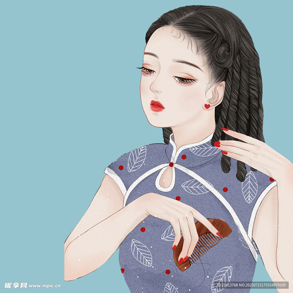 古典旗袍女子优雅姿态