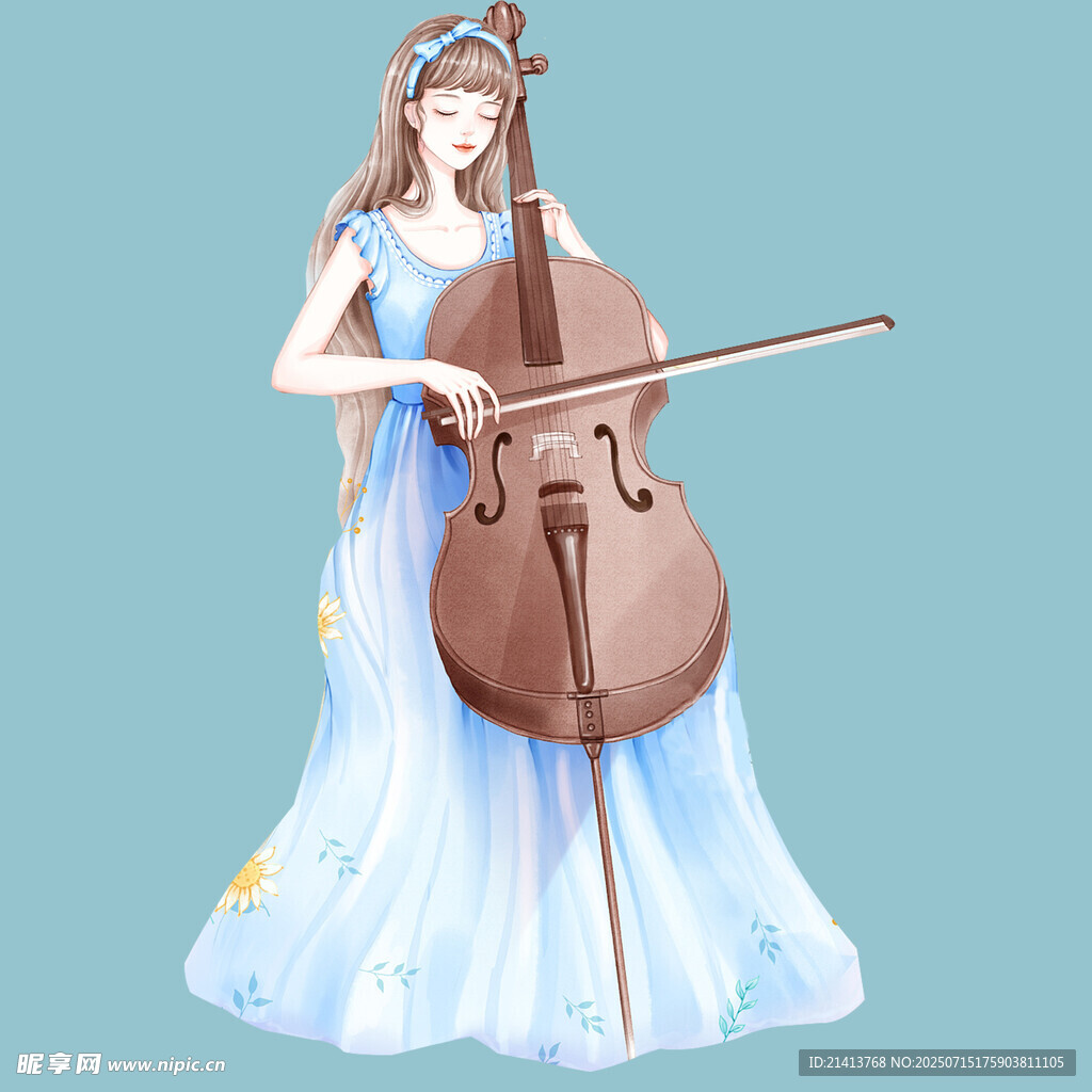 优雅少女演奏大提琴