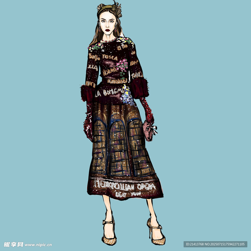 复古风格女士时尚服饰设计