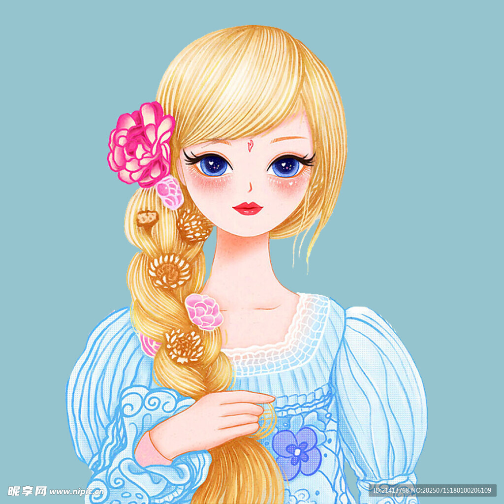 金发编辫的梦幻少女