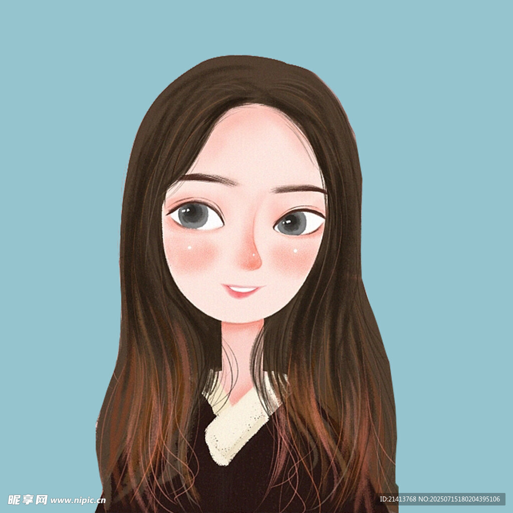 长发女孩卡通形象